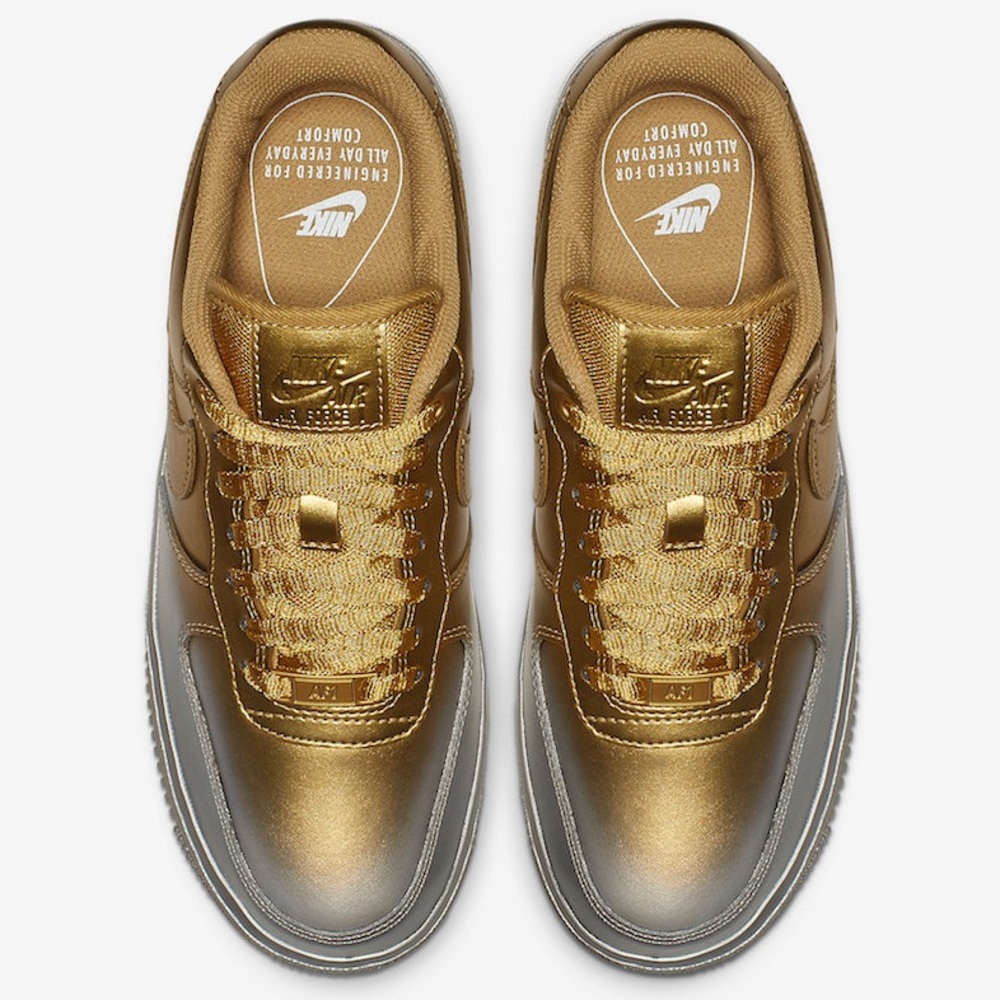 Nike Women’s Air Force 1 Metallic Gold/Silver - Picture 5 of 8